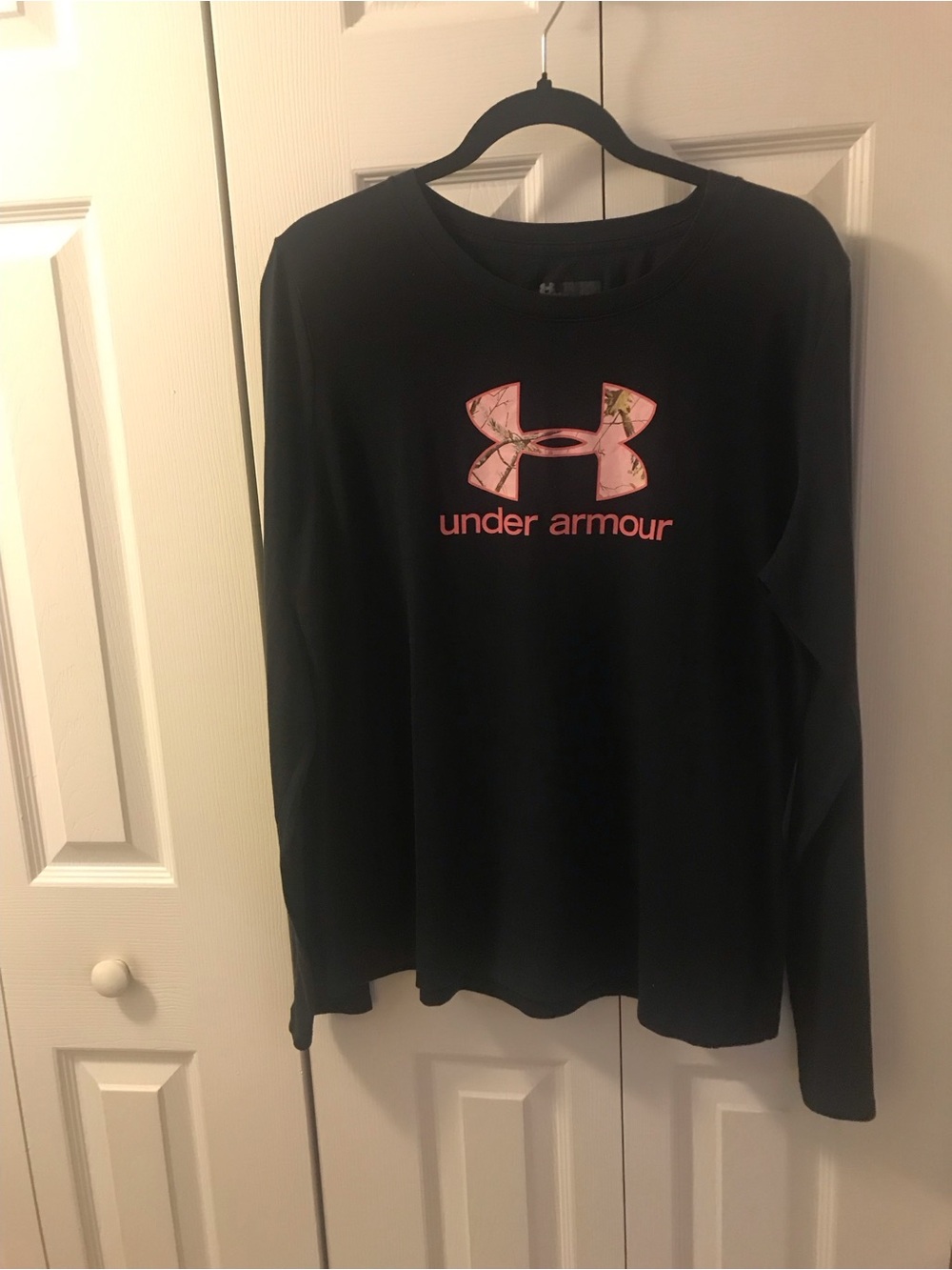 Under Armour Black Long Sleeve Top with Pink Logo